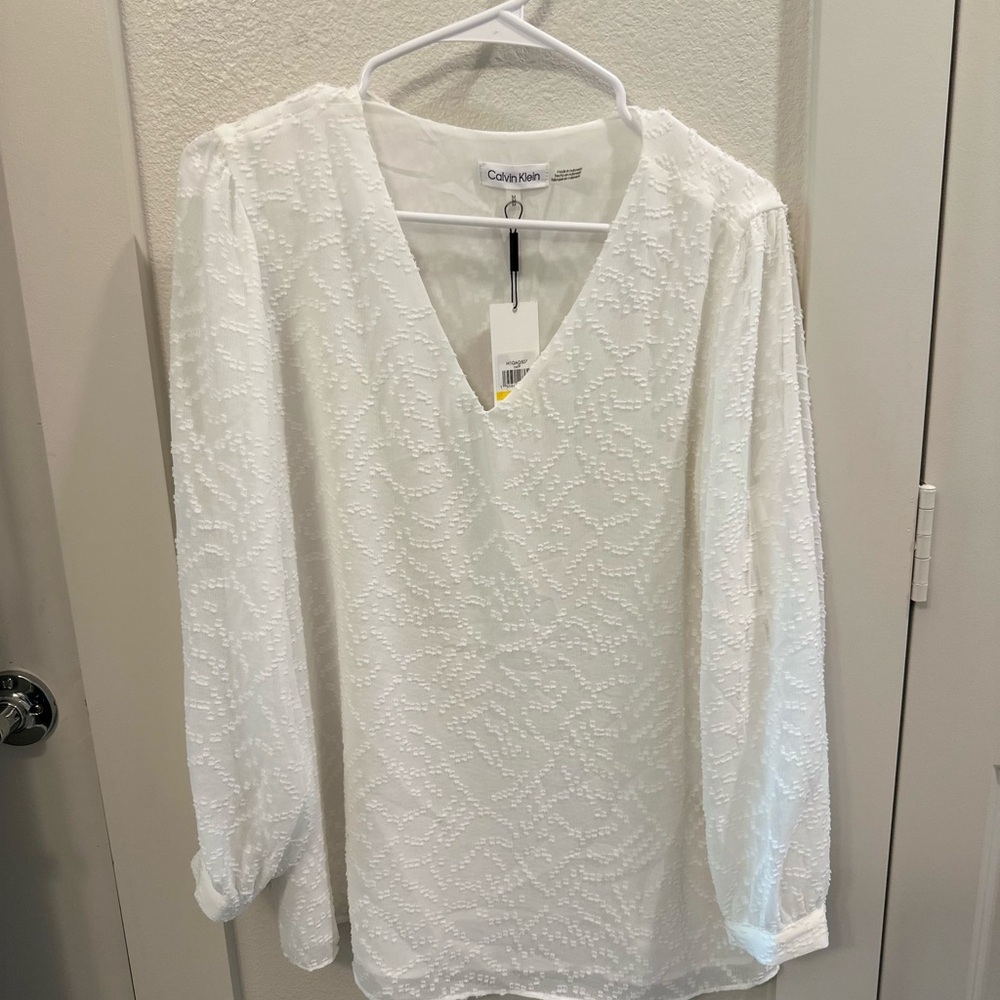 Calvin Klein Women's White Textured Top